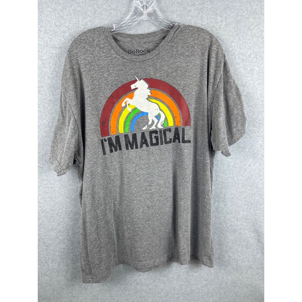 SoRock I'm Magical Unicorn Shirt Men's 2XL Gray The Rock Kevin Hart Short Sleeve